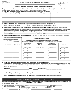 Family Application for Free and Reduced Price School Meals