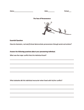 Perseverance Character Analysis Worksheet