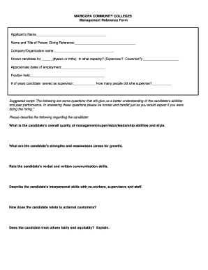 Management Reference Form
