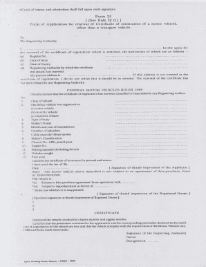 Form 25 - Motor Vehicle Registration Renewal Application