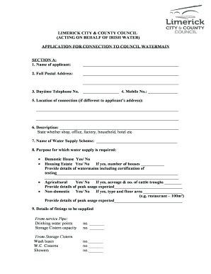 Application for Connection to Council Watermain