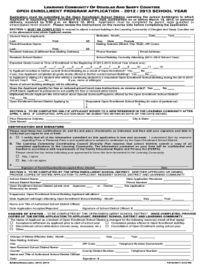 Open Enrollment Program Application