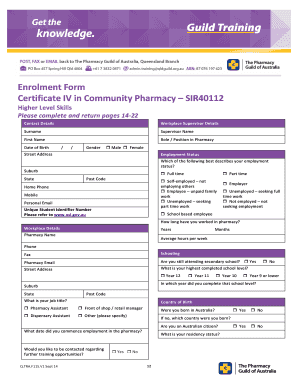 Certificate IV in Community Pharmacy Enrolment Form