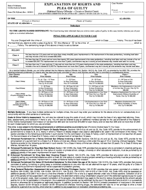Alabama Plea of Guilty Form