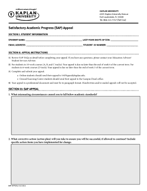 Satisfactory Academic Progress Appeal Form