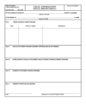Alabama Juvenile Court Social History Forms