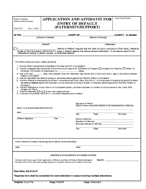Alabama Application and Affidavit for Entry of Default