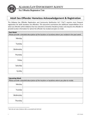 Alabama Adult Sex Offender Homeless Registration Form