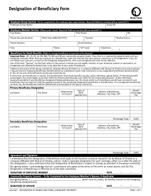 Designation of Beneficiary Form