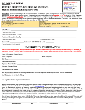 Student Permission Emergency Form