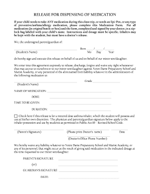 Medication Release Form