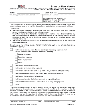New Mexico Statement of Borrower’s Benefits