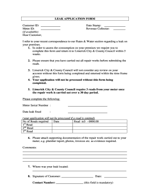 Limerick Leak Application Form
