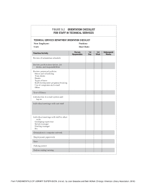Technical Services Orientation Checklist