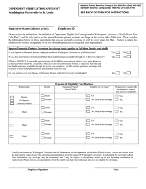 Dependent Verification Affidavit