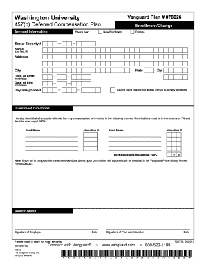Washington University 457(b) Deferred Compensation Plan Enrollment Form