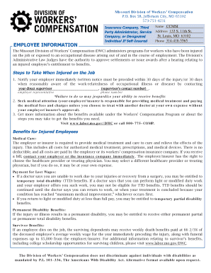 Missouri Workers' Compensation Employee Information Form
