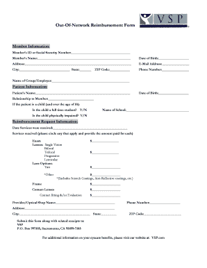 Out-of-Network Reimbursement Form