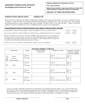 Dependent Verification Affidavit