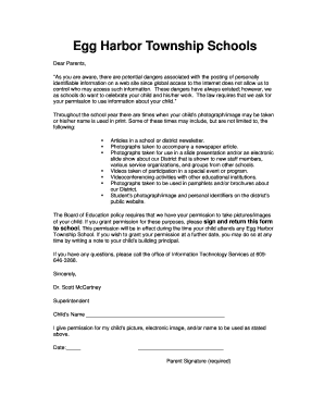Egg Harbor Township Schools Photo Permission Form