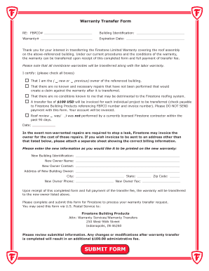 Firestone Limited Warranty Transfer Form