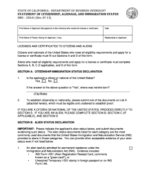California Citizenship and Immigration Status Form