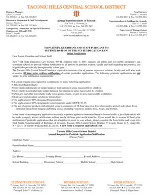 Taconic Hills Pesticide Notification Form