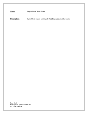 Fillable Online Form Depreciation Work Sheet - allbusinesscom Fax Email