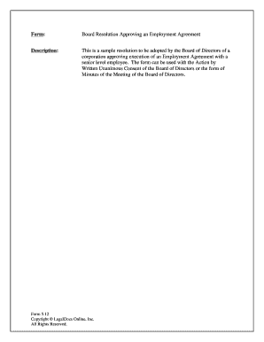 Board Resolution Approving Employment Agreement