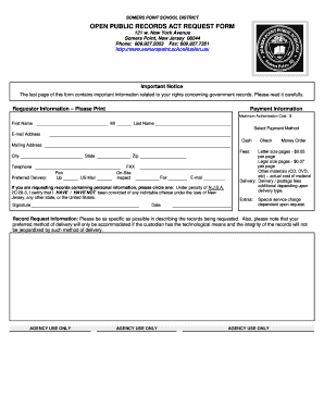 New Jersey Open Public Records Act Request Form