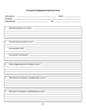 Functional Assessment Interview Form