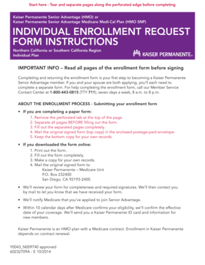 Kaiser Permanente Senior Advantage Enrollment Form