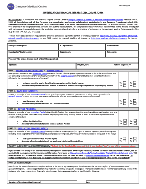 Investigator Financial Interest Disclosure Form