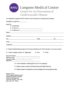 NYU Cardiovascular Disease Donation Form