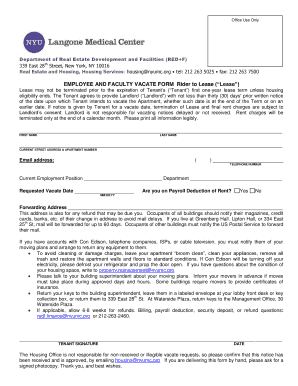 Employee and Faculty Vacate Form