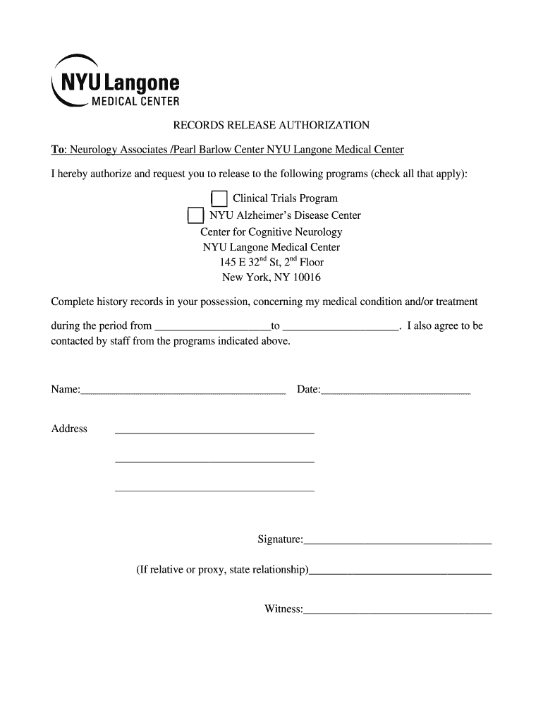 medical records release authorization form Preview on Page 1