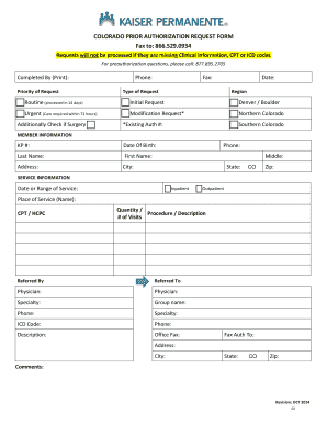 Colorado Prior Authorization Request Form