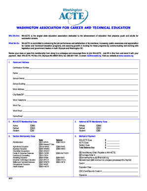 WA-ACTE Membership Renewal Form