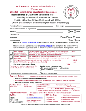 Health Science Career Technical Educators Washington Fall