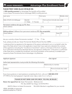 Advantage Plus Enrollment Form