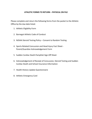 Athletic Eligibility Form