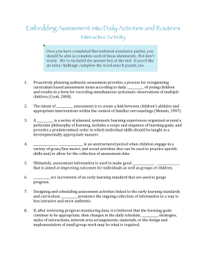 Early Childhood Assessment Activity Packet