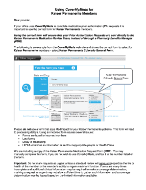 Kaiser Permanente Medication Request Form