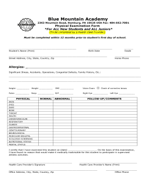 Physical Examination Form