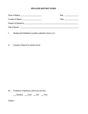 Speaker Report Form
