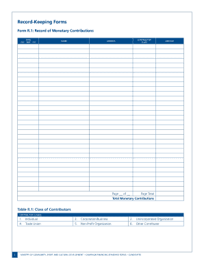 Campaign Financing Record-Keeping Forms