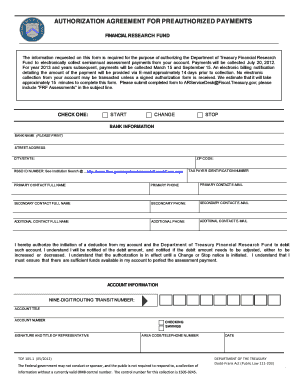 Authorization Agreement for Preauthorized Payments