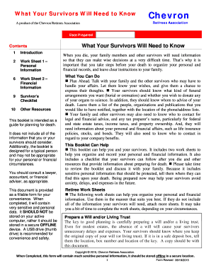 Chevron Retirees Association Survivor Information Form