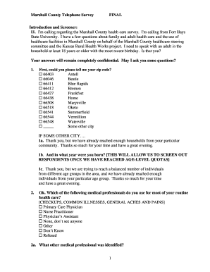 Marshall County Healthcare Survey