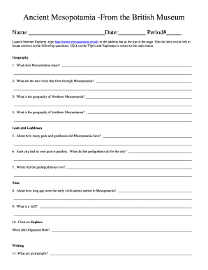 Ancient Mesopotamia Worksheet